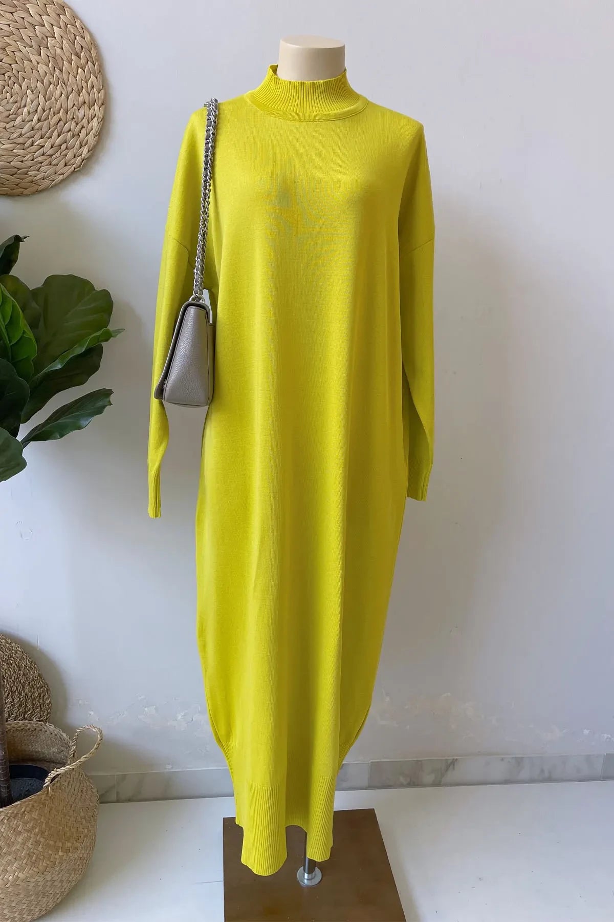 Mercerized Knitwear Dress - Oil Green