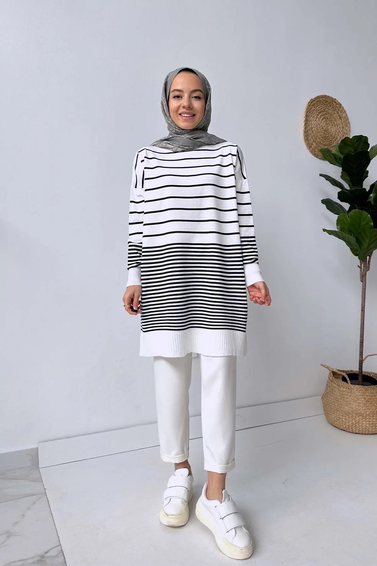 Bns Striped Mercerized Tunic - White