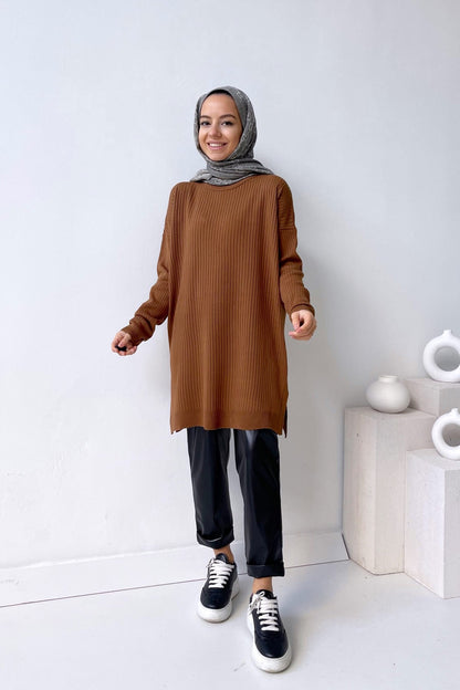 Anje Knitwear Tunic - Brick Red