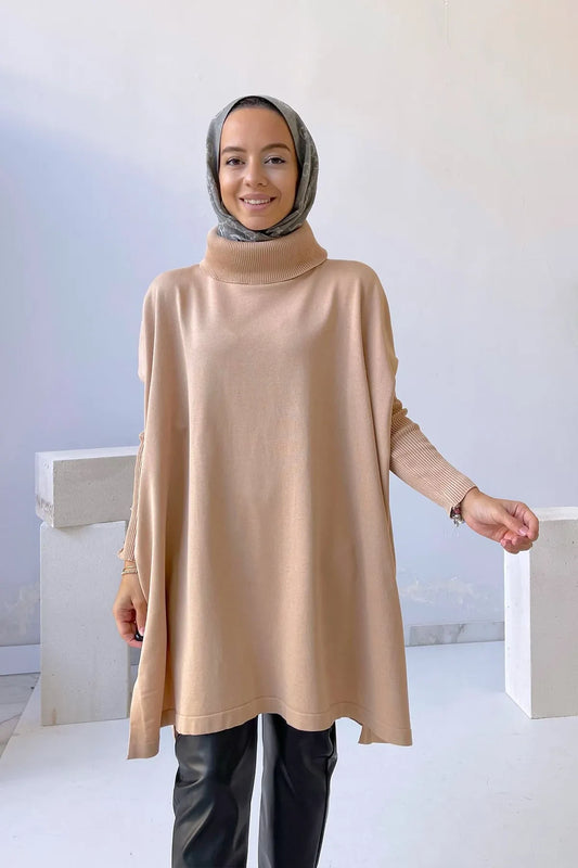 Oversize Mercerized Tunic - Coffee Milk