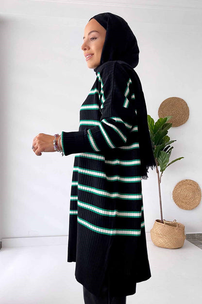 Lady Knitwear Tunic - Black/Green