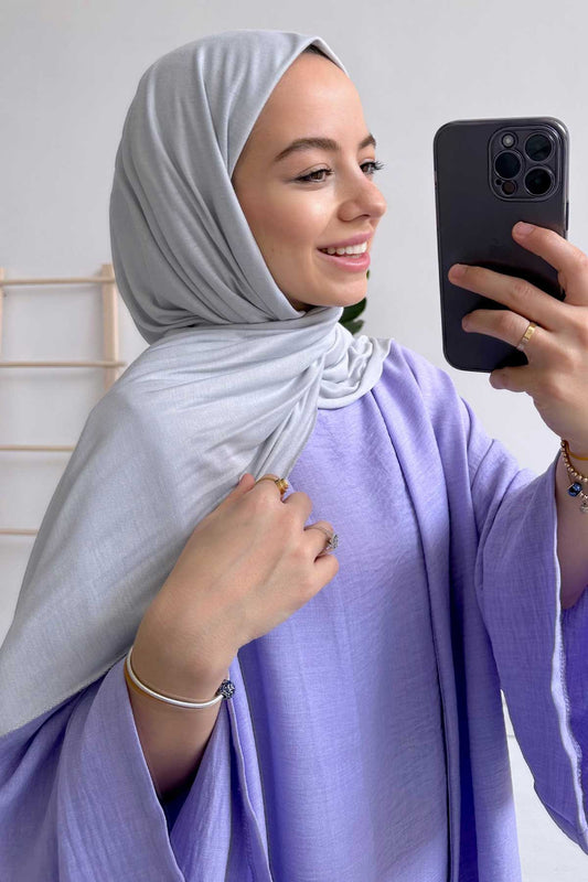 Combed Cotton Shawl - Soft Grey