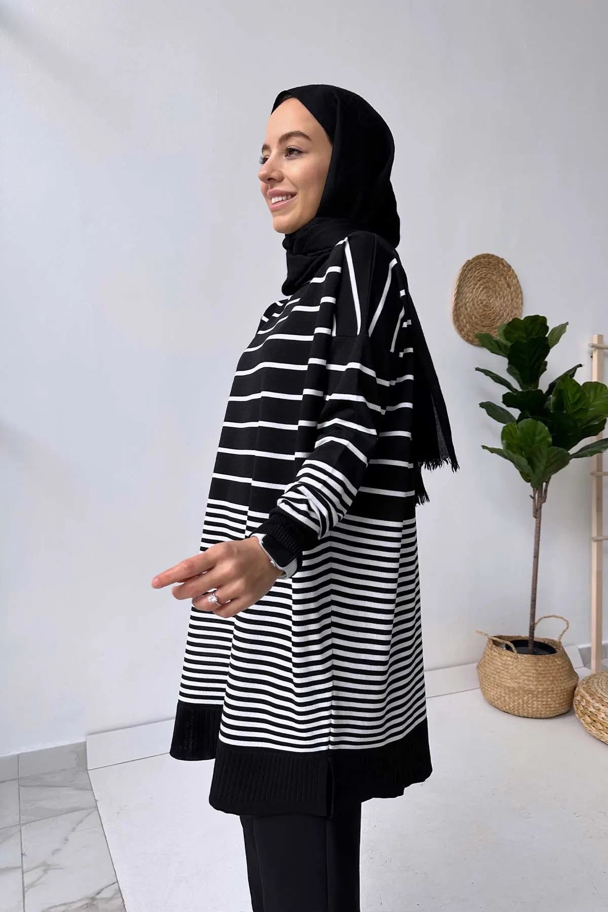 Bns Striped Mercerized Tunic - Black/White